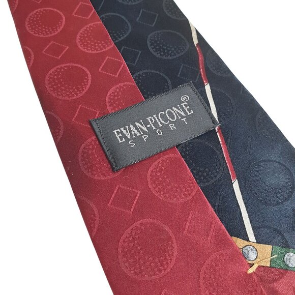 Evan Picone Sport Men Golf Theme Necktie Vintage All Silk Red Black Designer - Picture 5 of 6